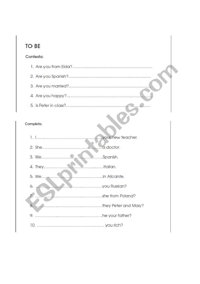 To - BE [BASIC] worksheet